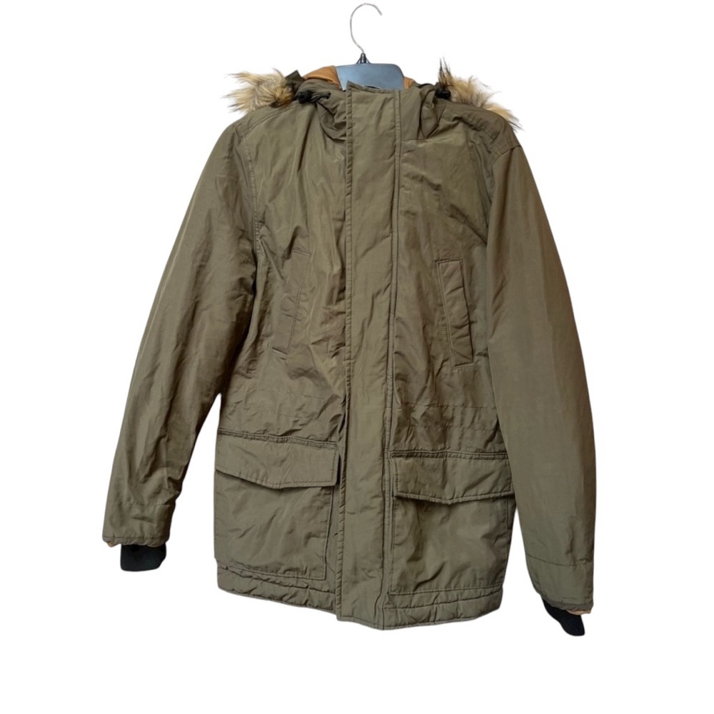Aeropostale XS Olive Parka Gorpcore Granola Faux Fur Utility Jacket